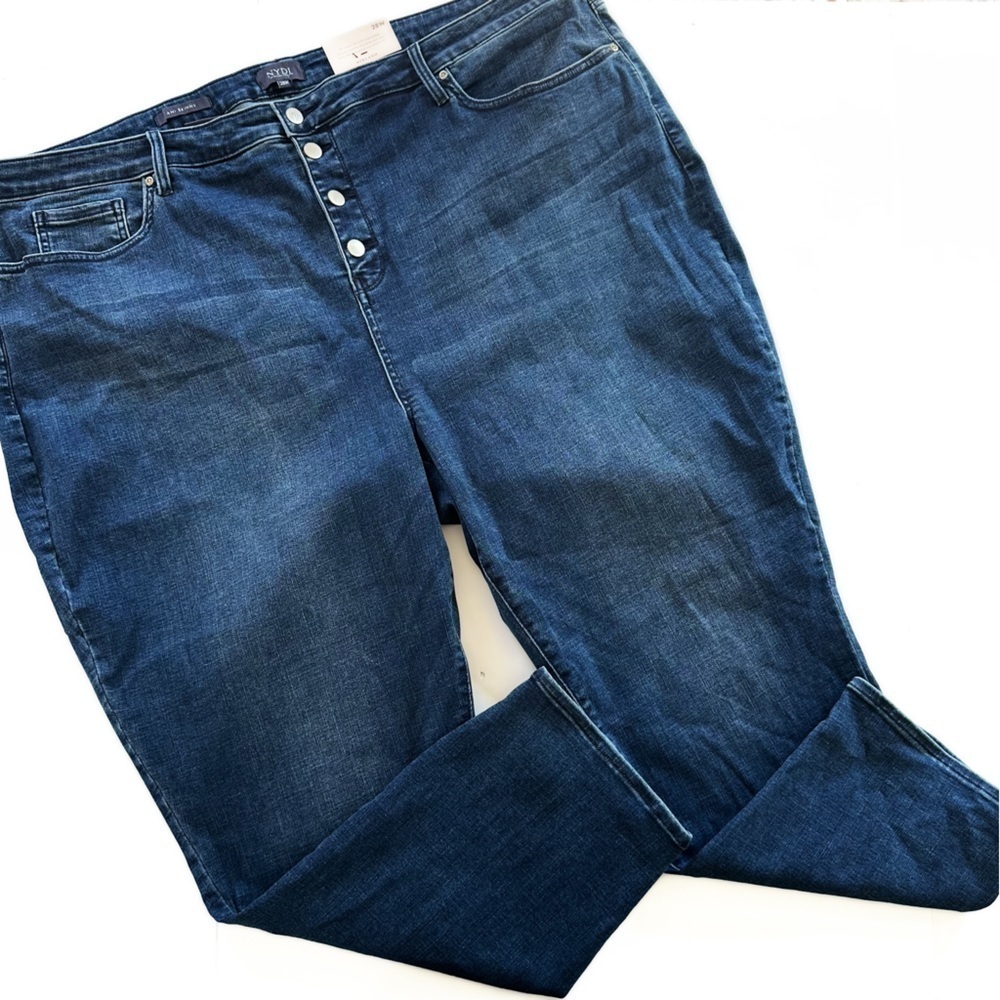 NYDJ Ami Button Fly Skinny Jeans High Rise Stretch Denim Womens Plus Sz 28W New